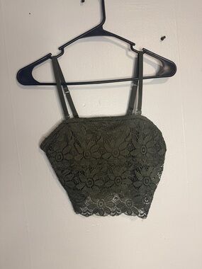 SO Olive Green Lace Cropped Cami